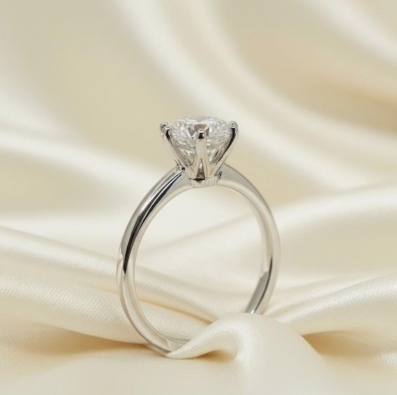 2 ct Diamond Engagement Solitaire Ring Crown Style Setting White Gold Round Cut Diamond Ring, Lab Grown Diamond
