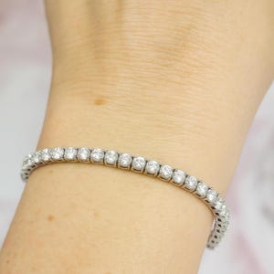 4 Carat Lab Grown Diamond Tennis Bracelet: 14K White Gold, Ethical Gift