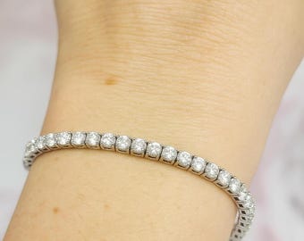 Bracciale tennis con diamanti da 4 carati creati in laboratorio: oro bianco 14 carati, regalo etico