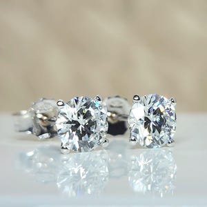 2 CT Diamond Stud Earrings / Eco-Friendly 14K-18K Gold / Lab Grown Diamond Classic Solitaire - Luxurious For Mom or Bridal Gift For Her