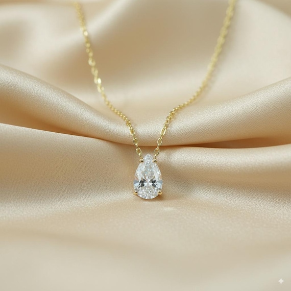 1 カラット ダイヤモンド ネックレス ペアシェイプ カット ソリティア