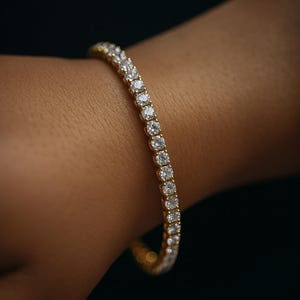 14k Yellow Gold Lab Grown Diamond Tennis Bracelet