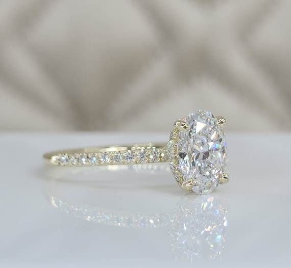 Carat Lab Diamond Engagement Ring Hidden Halo 36 Side Diamonds