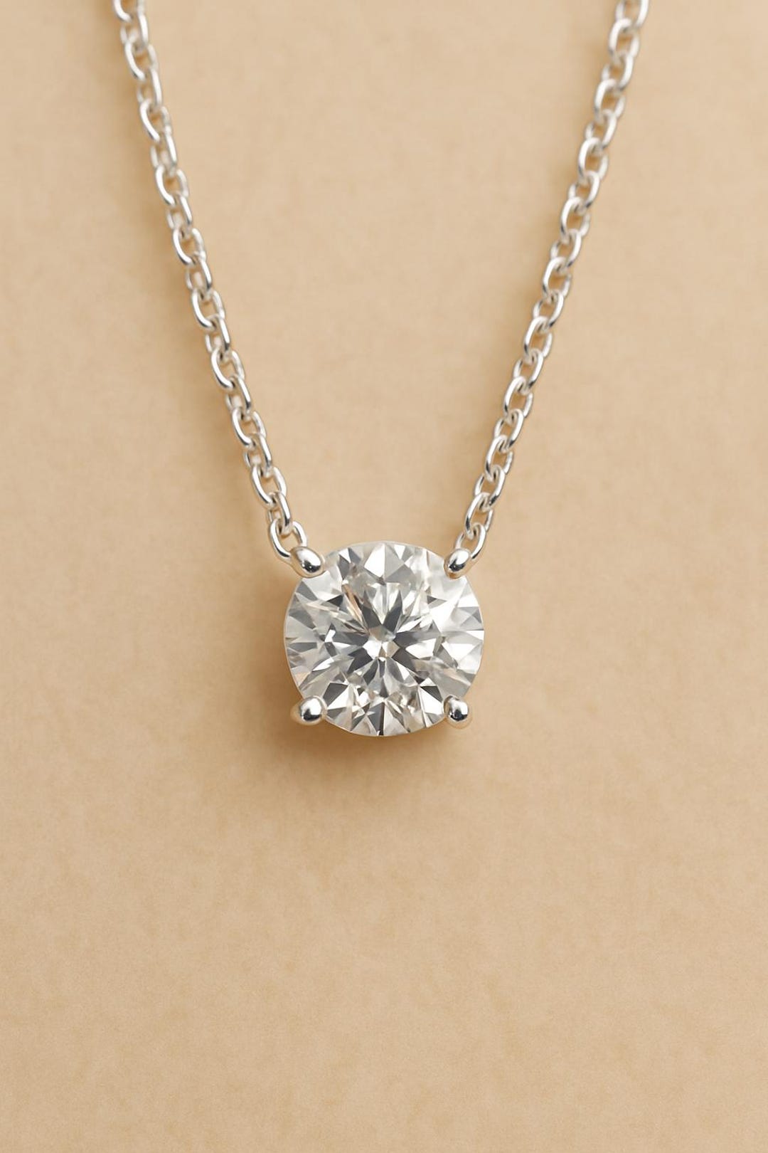 14金ホワイトゴールドラウンドカットダイヤモンド0.33ct ペンダントトップ 1.5カラットのダイヤモンドネックレス、ラボグロウンダイヤモンド