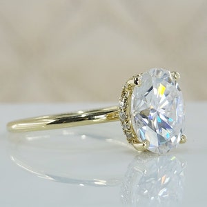 3 CT Diamond Ring / Anniversary Gift / Lab Grown Diamond / Solitaire Engagement Ring / Hidden Halo Ring / 14k Gold Band 1.7 mm