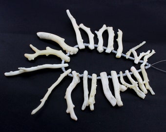 Natural Japanese White Coral Stick Beads Loose Gemstone Beads Jewelry