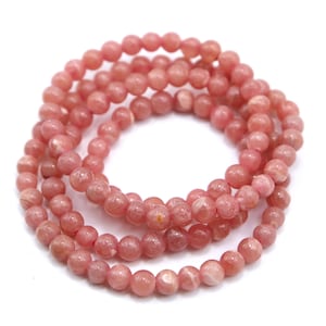 Collar de cuentas lisas de rodocrosita rosa, cuentas de rodocrosita natural, cuentas de piedras preciosas con forma redonda, tamaño de piedra: 4,5 mm aprox. 20 pulgadas