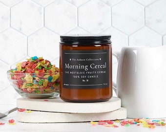Morning Cereal Soy Candle, Fruity Cereal Candle, Amber Jar Candle, Cereal Candles, Sweet Candles, Candle Gifts, Cereal Bowl Fruity Candle