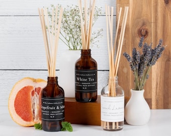 All Natural Reed Diffuser + Reed Sticks, 4 oz Natural Reed diffuser, Flameless Room Fragrance Booster, Home Décor Diffuser, Oil Diffuser