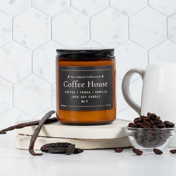 Coffee House Soy Candle, Coffee Candle, Cold brew Coffee Candle, Fresh Brewed Coffee Candle, Amber Jar Candles, Natural Soy Wax  Candles