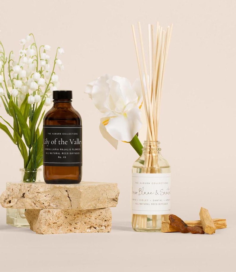 All Natural Reed Diffuser + Reed Sticks, 4 oz Natural Reed diffuser, Flameless Room Fragrance Booster, Home Décor Diffuser, Oil Diffuser