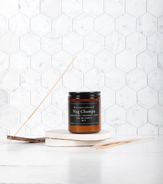 Nag Champa Soy Candle, Incense Scented Candle, Relaxation Candle, Patchouli Sandalwood Candle, Container Candle, Cleansing Incense Candle