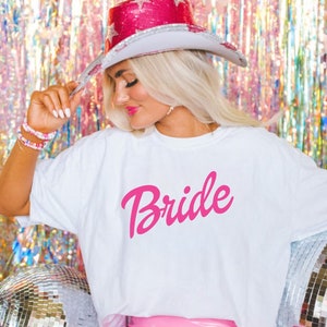 Doll bride shirt, doll themed bachelorette, let’s go party shirt, pink bachelorette tshirt, matching bridal party shirts, pink bride gift