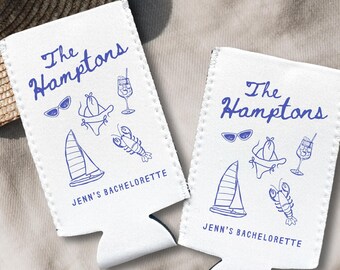 The Hamptons Bachelorette Party, Custom Location Girls Trip Coozies, Slim Can Drink Sleeve, Beach Bachelorette Party Favors, Last Sail Party
