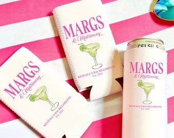 Margs and Matrimony Bachelorette Coozies, Personalized Margarita Can Cooler, Final Fiesta Bachelorette Party, Custom Slim Can Drink Sleeves