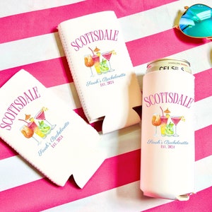 Scottsdale bachelorette, Scottsdale bachelorette Coozie, Scottsdale before the veil favors, personalized bachelorette party Coozie, slim can