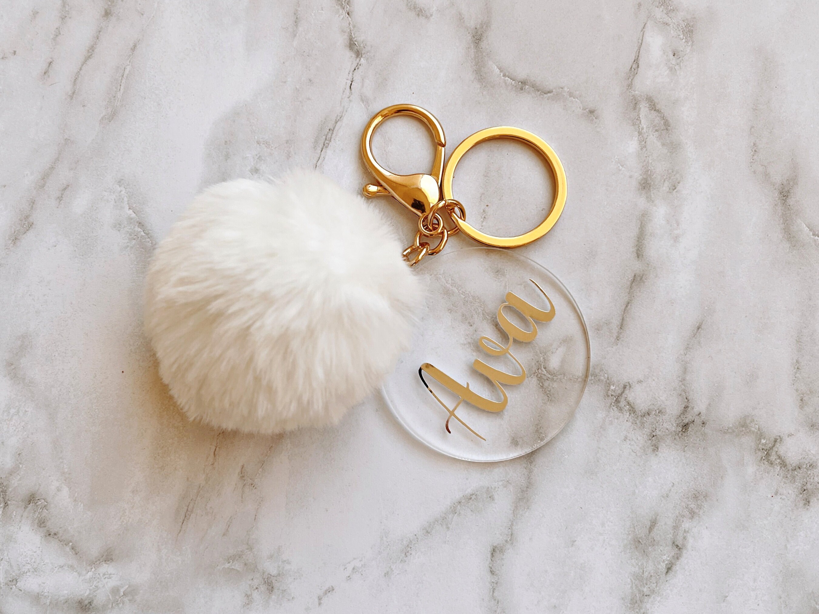 Besufy Keychain Pom Pom Faux Fur Fluffy Ball Bag Car Key Ring