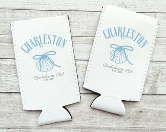 Charleston bachelorette, Coastal grandma bachelorette theme, Custom Can Coolers, Last Toast On the Coast favors, beach bachelorette gifts
