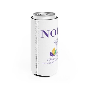 Nola Bachelorette Coozie, Beads Booze and I Dos, New Orleans Bachelorette Favors, Slim Can Drink Sleeves, mardi gras party coozies, Custom image 6