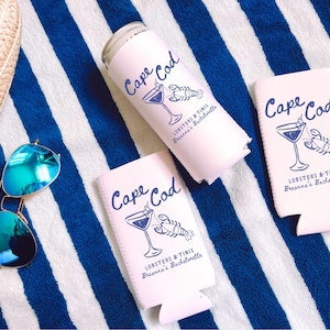 Lobsters and Tinis Bachelorette, Custom Slim Can Drink Sleeves, Coastal Grandmother, Beach Bachelorette Coozie, Cape Cod Bachelorette Favors