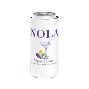Nola Bachelorette Coozie, Beads Booze and I Dos, New Orleans Bachelorette Favors, Slim Can Drink Sleeves, mardi gras party coozies, Custom image 5