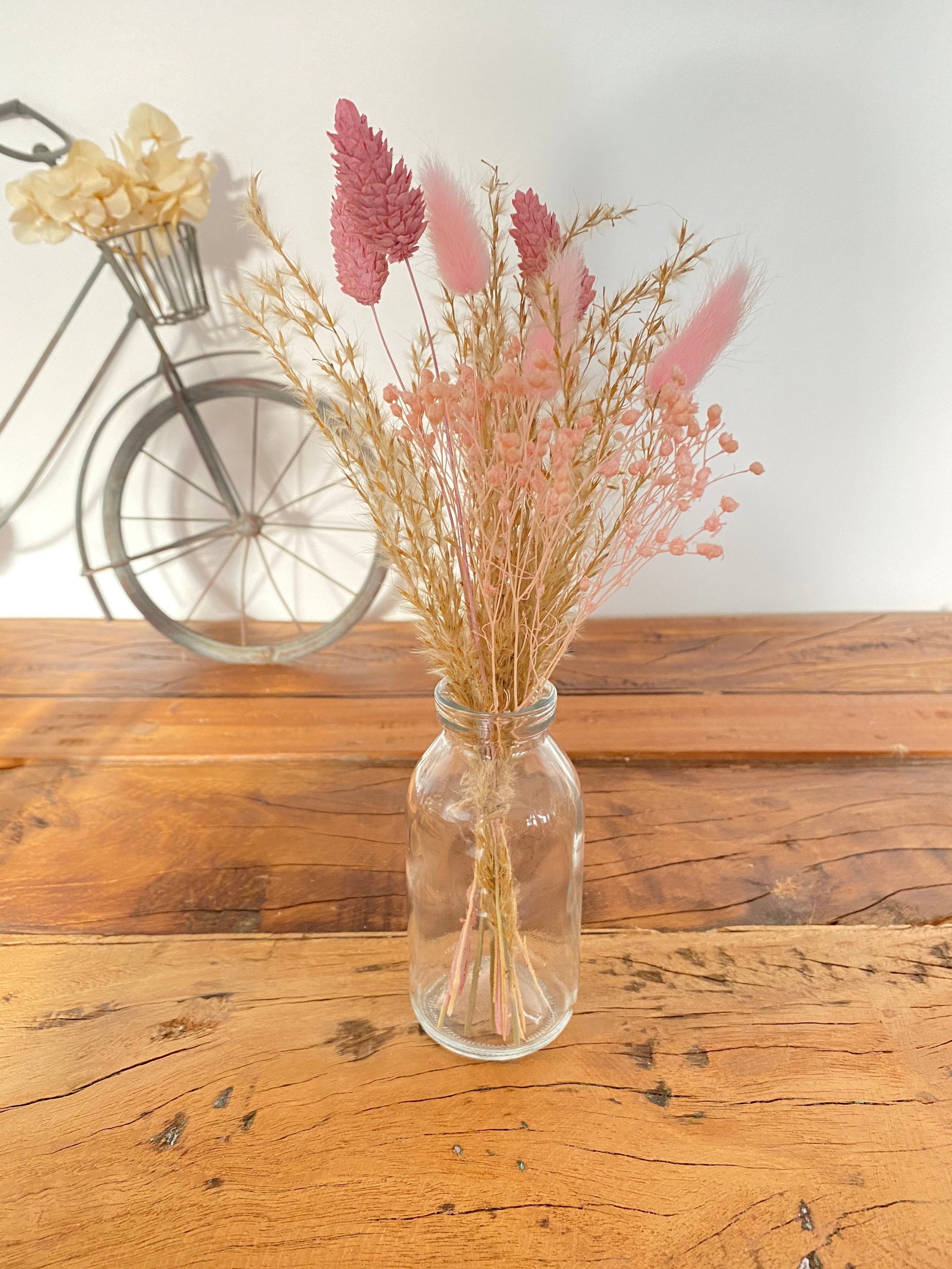 Mini Bouquet |Fleurs Séchées, Fleurs Stabilisées, Rose, Beige, Blanc|