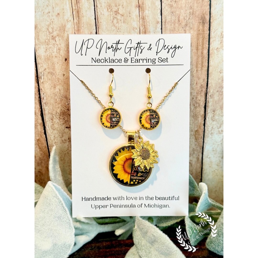 Elegant Sun Flower Style Necklace & Earrings Set for Girls (DZ18035) main image 0