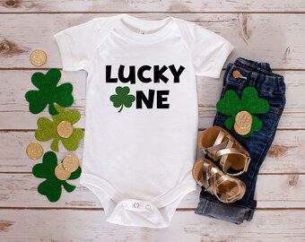Lucky One SVG, 1st Birthday Party, St. Patrick's Day Cut File, Girl Quote, Boy Saying, Cute Kid's Design, dxf eps png, Silhouette or Cricut