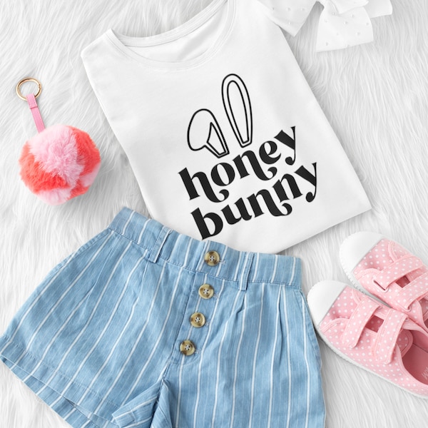 Honey Bunny SVG | Minimalist Easter Onesie Svg | Infant Bodysuit Svg | Easter Baby Svg | Modern Heart Png | Toddler Tee Svg | Cut File