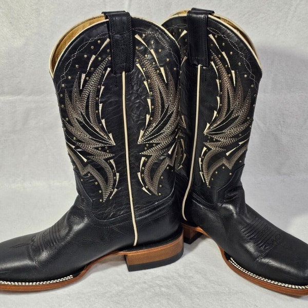 Shyanne Women's Hadley Western Performance Leather Boots Broad Square Toe Sz 7.5
