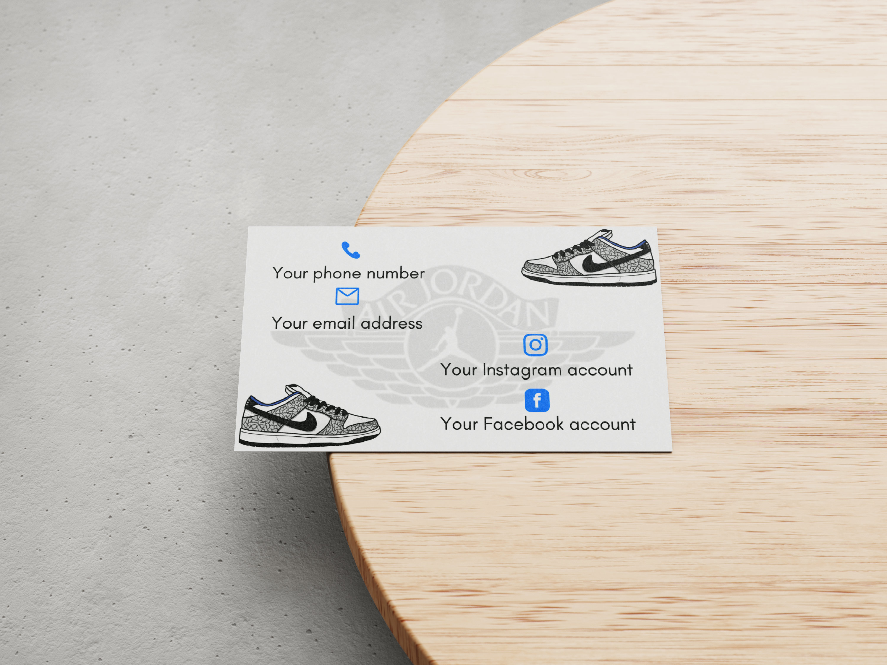 Blue Sneaker Business Card, Shoe Business Card for Sellers/resellers Etsy