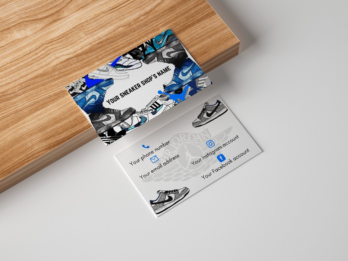 Blue Sneaker Business Card, Shoe Business Card for Sellers/resellers Etsy