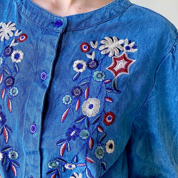 Vintage denim embroidered dress - image 6
