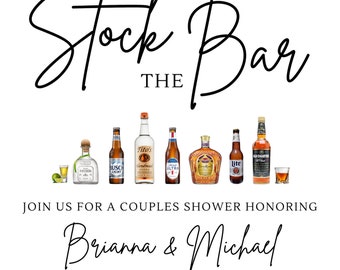 Stock The Bar Shower Invitation, Couples Shower Invite (Digital Download)