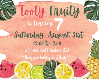 Birthday, Fruit, Tooty Fruity, Invitaiton, Download, Printable