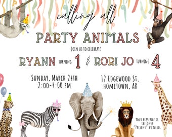 Party Animal Birthday Invitation