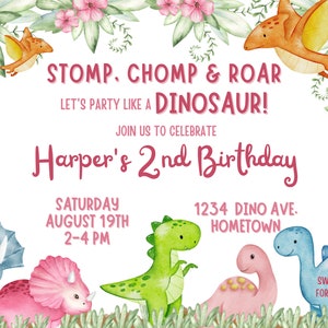 Stomp, Chomp & Roar dinosauriefödelsedagsinbjudan