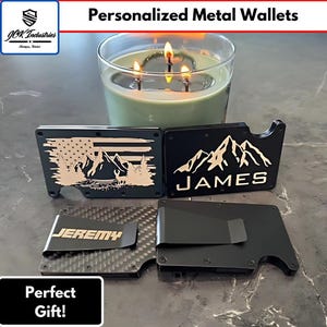 Portefeuille en métal gravé personnalisé - Portefeuille mince RFID personnalisé pour garçons d'honneur, témoin, cadeau de fête de mariage, porte-cartes minimaliste, EDC pour homme