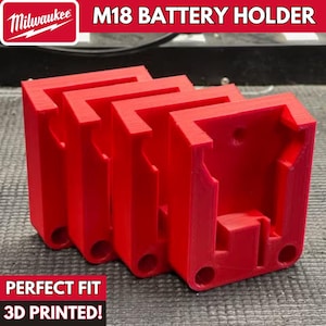 Milwaukee M18 Battery Holder- 3D Printed Wall Mount Battery Holder- Milwaukee Tools- Mens Gift- Battery Storage-MIlwaukee Packout-Organizer