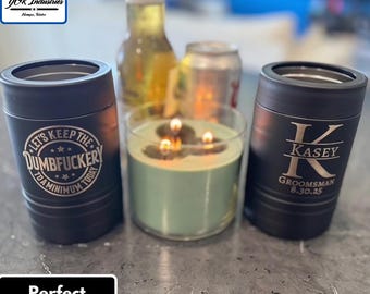 Personalized Can Koozie – Custom Engraved Metal Drink Cooler for Men, Father’s Day Gift, Beer Lover Gift, Birthday or BBQ Gift for Him
