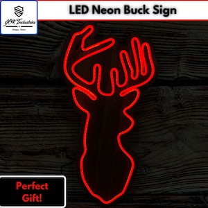 LED Neon Deer Buck Sign | Bar LED Neon Sign|LED Neon Light | Garage led Neon Sign | Personalized Gift | Man Cave Sign | Wedding Sign
