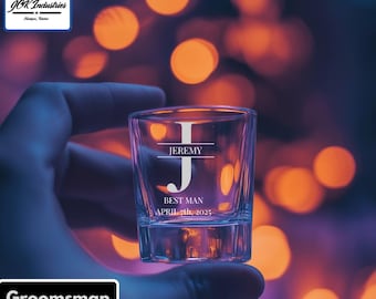 Personalized Laser Engraved Square Shot Glasses-Custom Gift for Weddings-Birthdays-Groomsman Gift- Bachelorette-Mens Gift-Bar Set-Drink Game