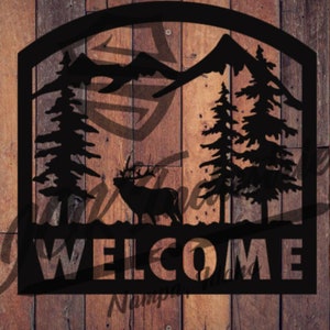 Elk Welcome Sign - Customizable - DXF and SVG - Digital Download - Laser CNC Plasma Waterjet-Woodworking File-Cnc Router File-Diy File-Metal