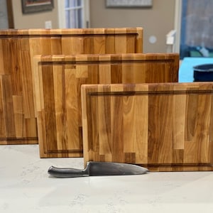Dickes handgefertigtes Birken Butcher Block Schneidebrett- Doppelseitiges Schneidebrett, Reversible Butcher Block mit Juice Groove, Schneidebrett