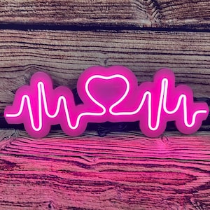 LED Neon Wine/Heartbeat Sign | Bar LED Neon Sign|LED Neon Light | Garage led Neon Sign | Personalized Gift | Man Cave Sign | Wedding Sign