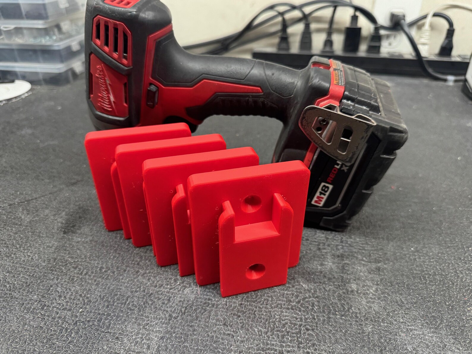 thumbnail image 2 of Magnetic Wall Mount Tool Holder For Milwaukee M18 18V Drill, Impact, Hammer – WOP 2 of 5