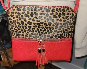 red leopard print purse