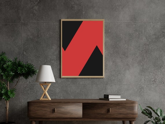 Abstract Geometric Red Art Print Printable Wall Decor Modern Wall Art