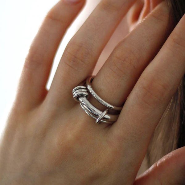 Handmade Sterling Silver Knot Ring: Modern Wide Band