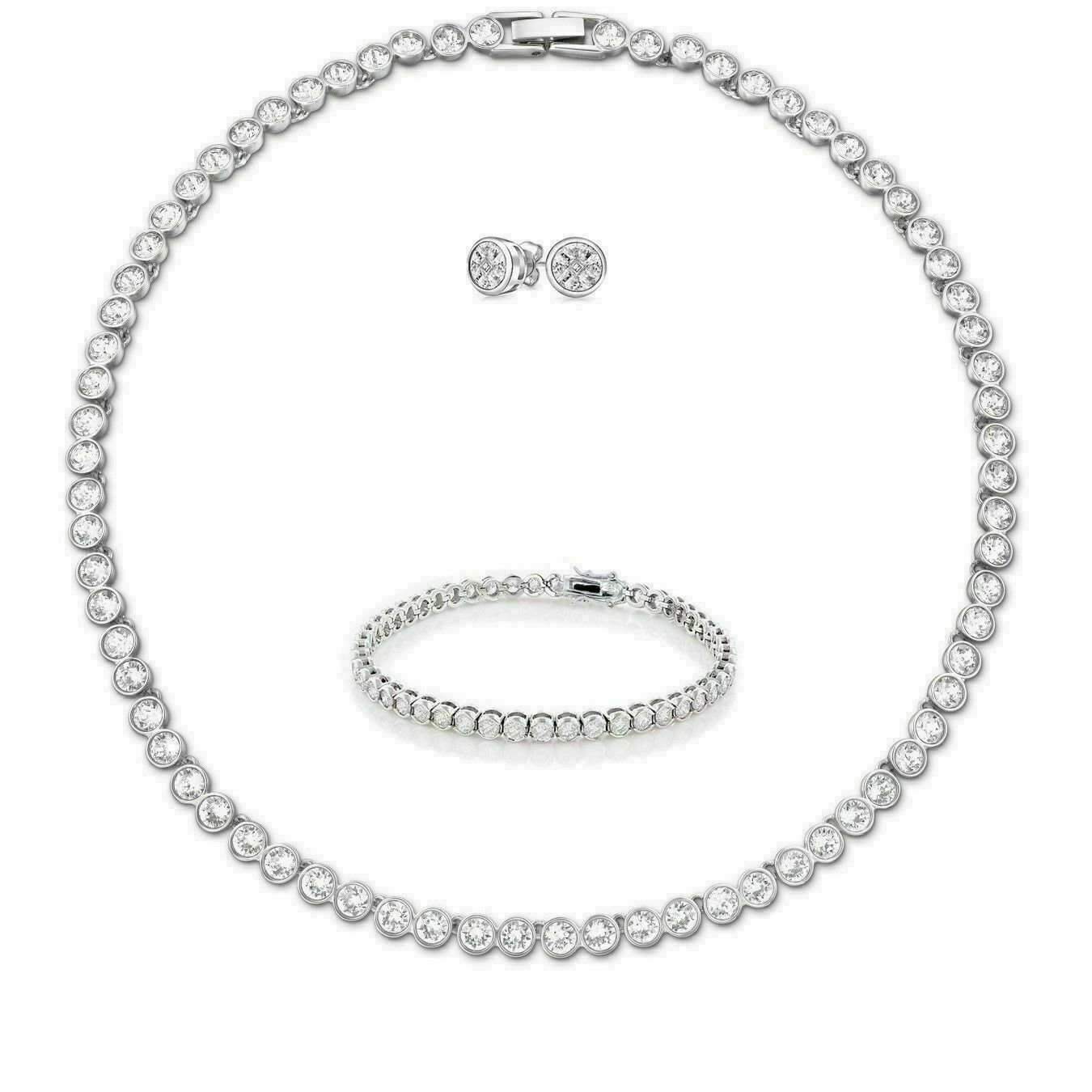 DELMAR Lab Created Sapphire & White Topaz Tennis Necklace & Bracelet Set |  Nordstromrack